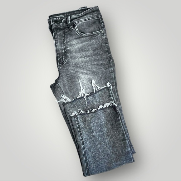 OAT Distressed Stone Wash Black Denim Jeans - Picture 14 of 14